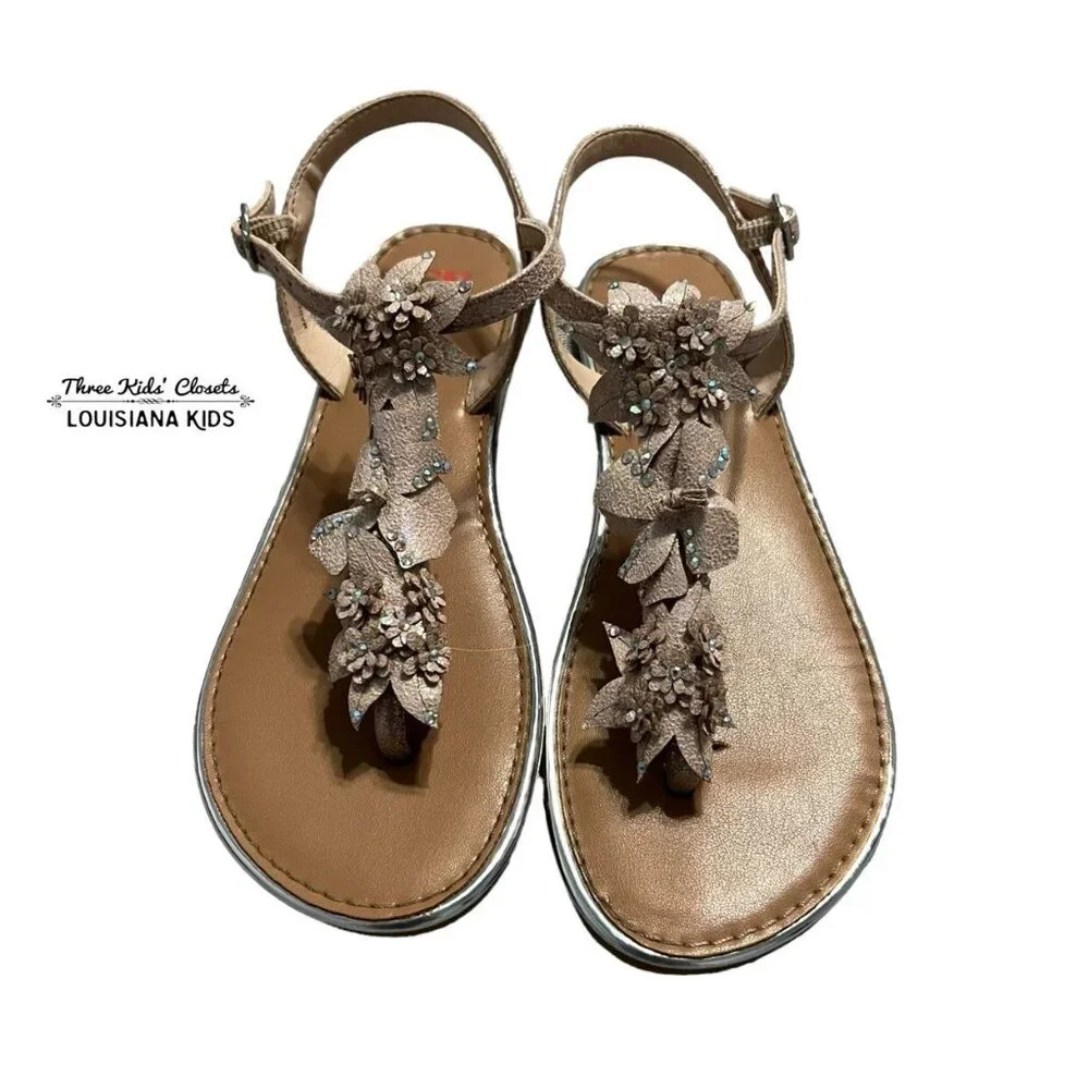 Gianni Bini Sz 3M Gold Floral Sandals
