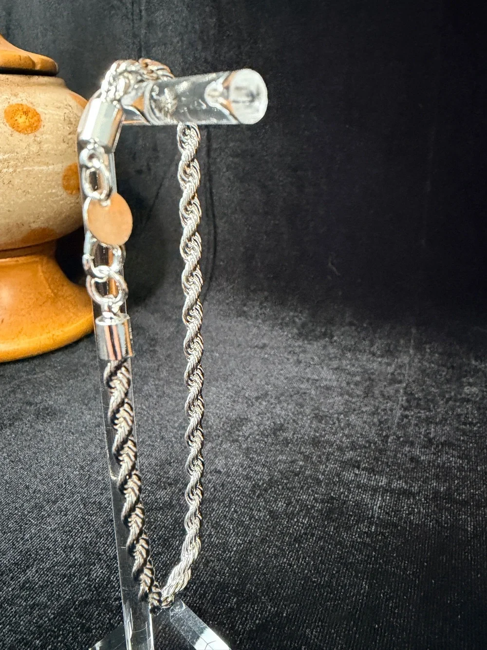 925 Stamped Sterling Silver Twisted Rope Bracelet  Lobster Clasp 8in 4MM. 8.3g