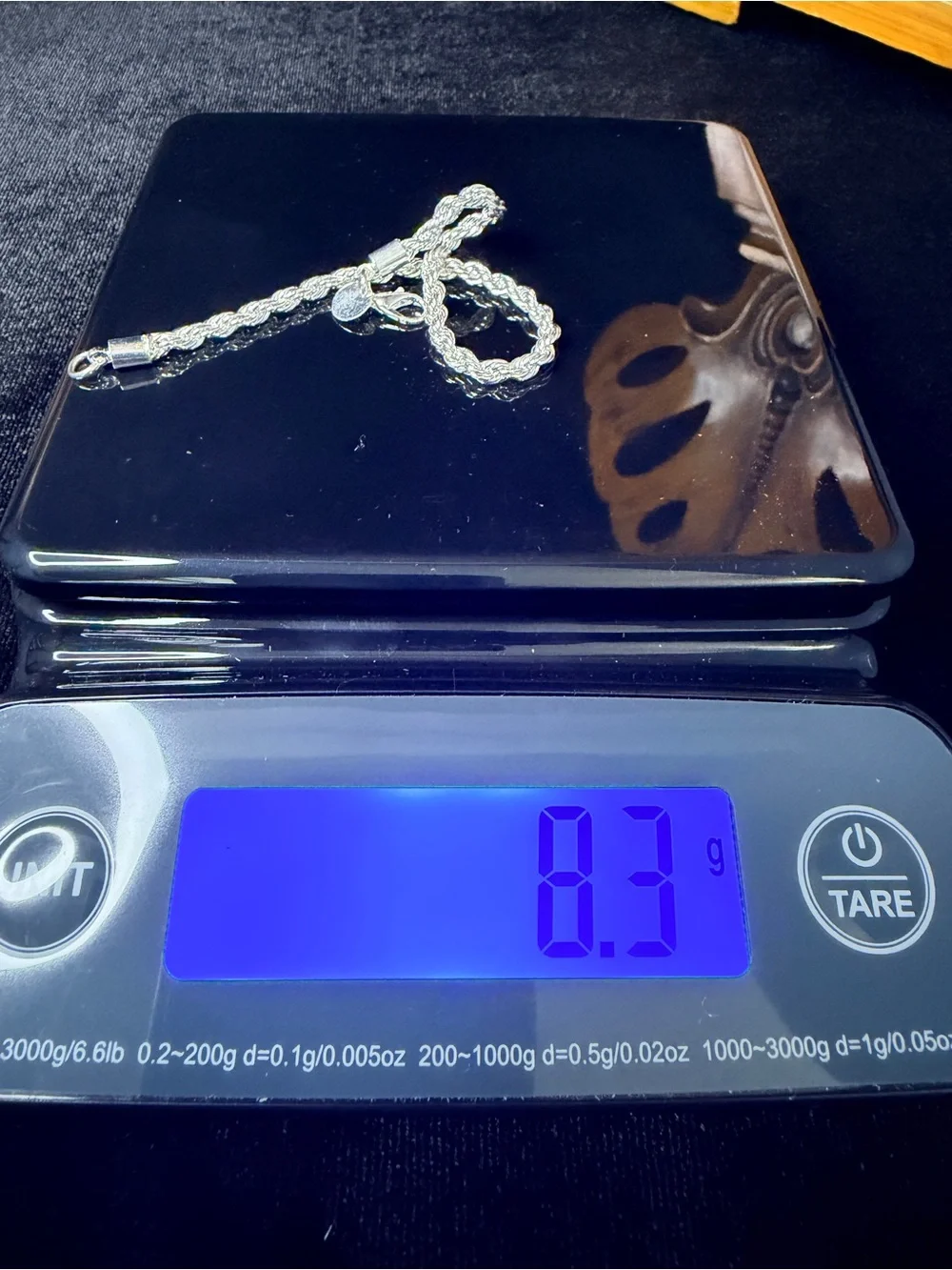 925 Stamped Sterling Silver Twisted Rope Bracelet  Lobster Clasp 8in 4MM. 8.3g