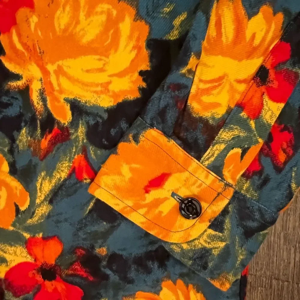J. Crew Mens Floral Mid-Weight Flannel Shirt Cotton Classic Long Sleeve Size MT