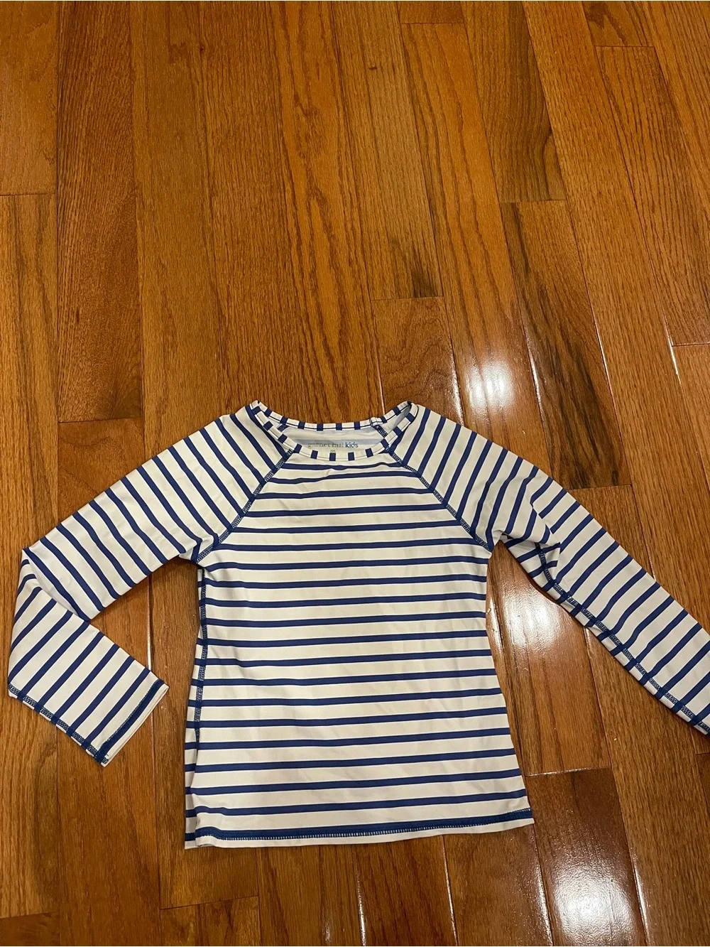 Garnet Hill Kids White Navy Blue Stripe Swim Rashguard Size 05
