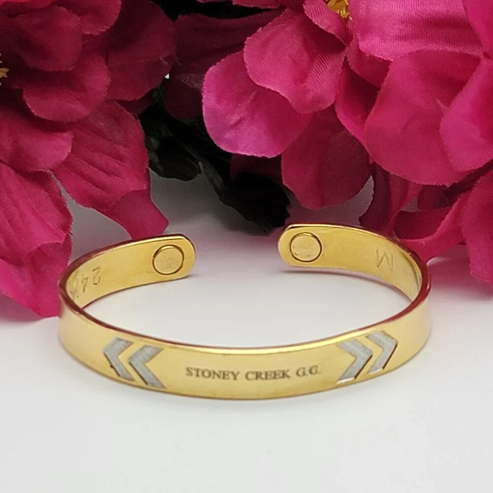 STONEY CREEK G.G. Gold Club 24K Gold Plated Open Cuff Bracelet 6