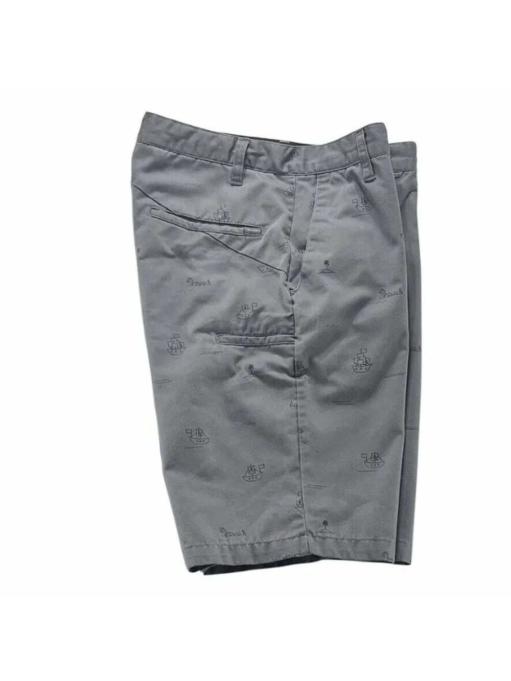 Volcom Mens Gray Cargo Shorts With Nautical Print 29
