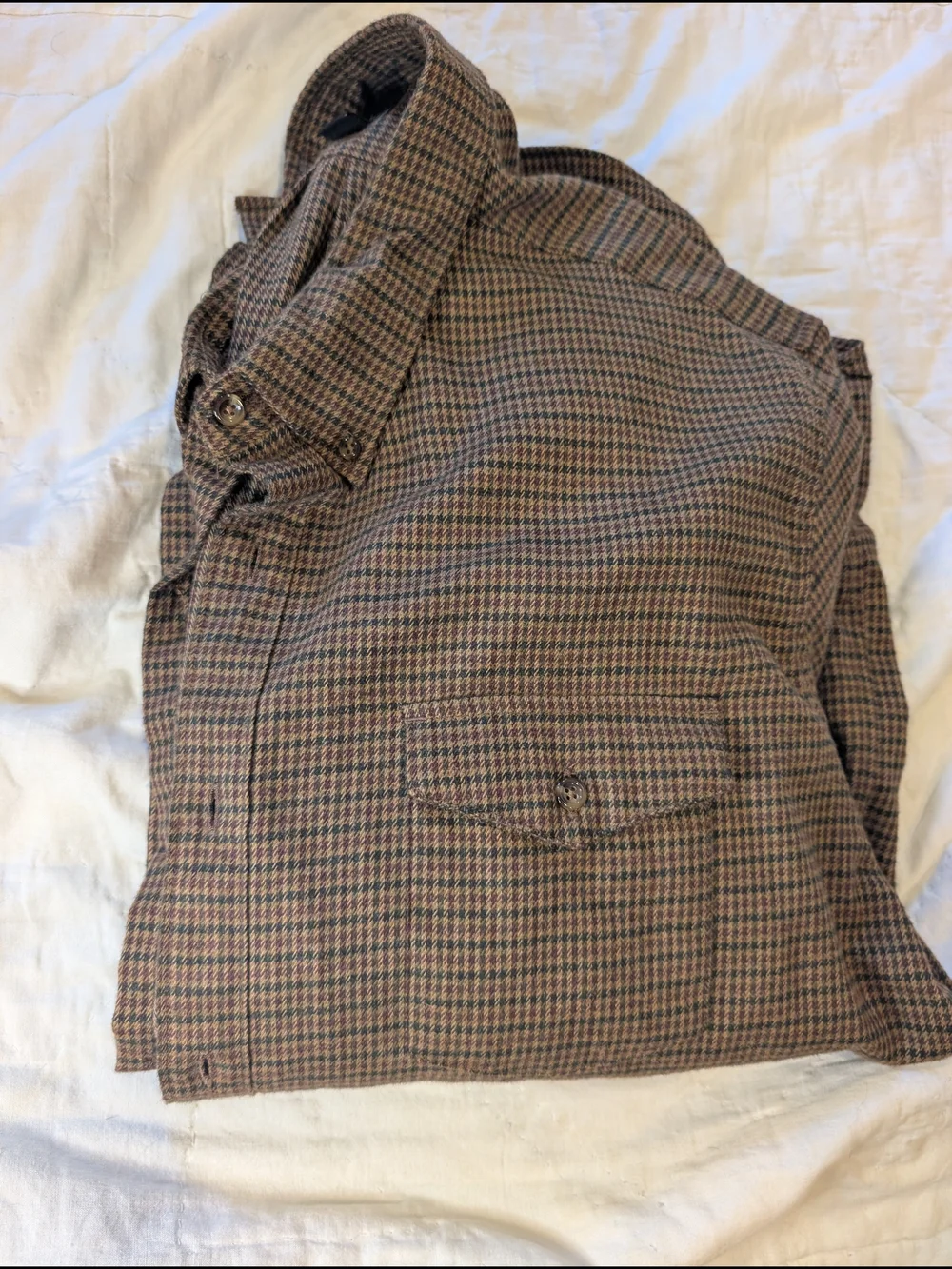 ​J.Crew Men’s Cotton Cashmere Blend Button-Down Shirt – Brown Houndstooth – XL
