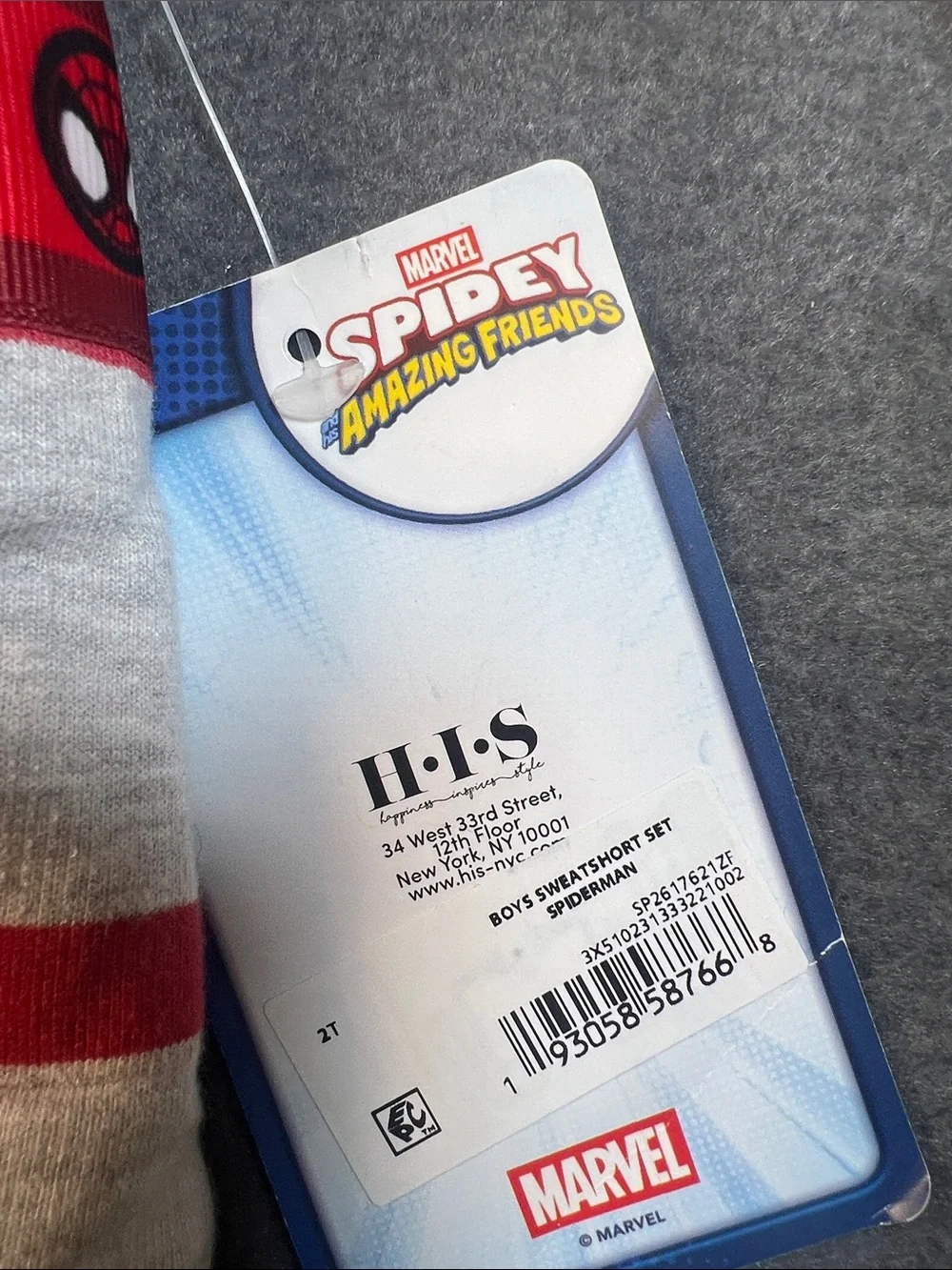 Spiderman Kids Red and Gray Striped Sweatshirt Set