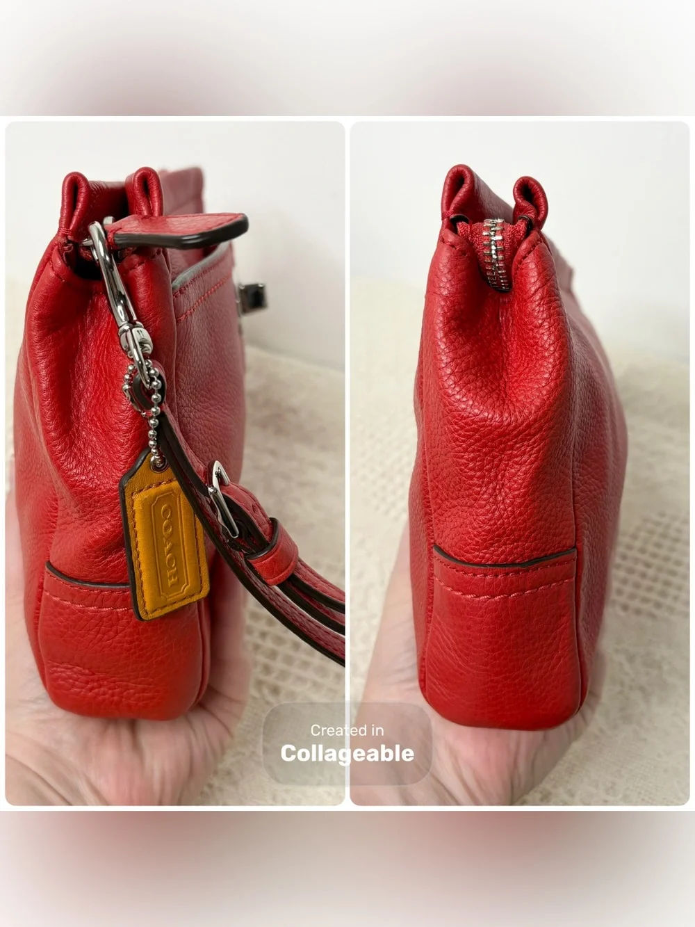 Coach red leather
