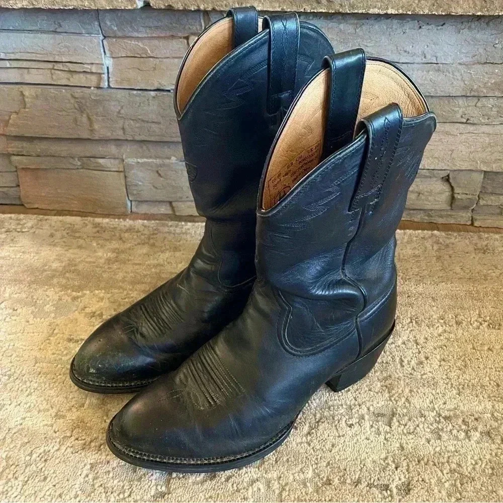 Ariat Men’s Vintage Black Leather Cowboy Boots Embroidered Western 34601: 9D