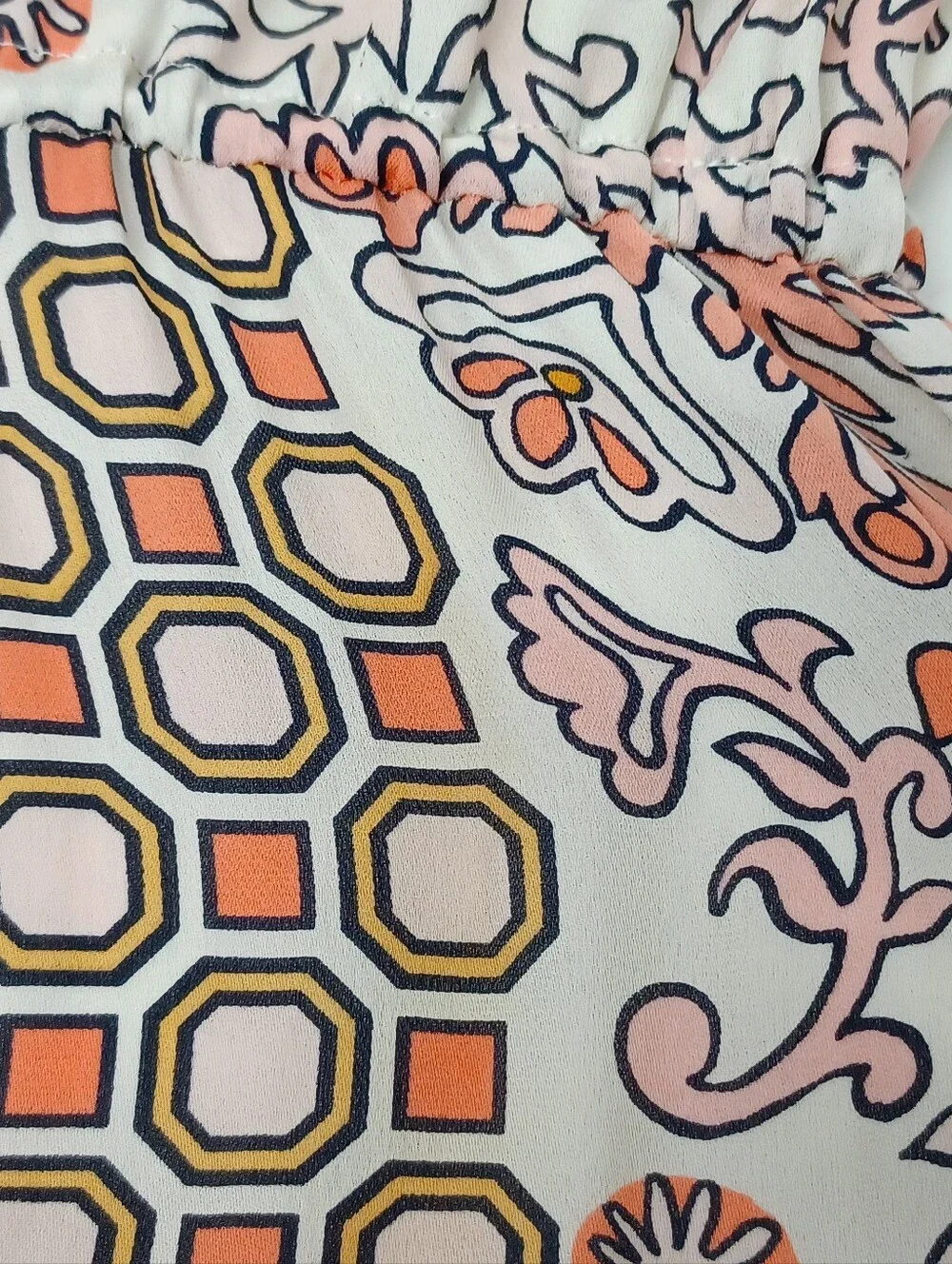 Tory Burch Serena Print Silk Dress Size 6 Women Drawstring Tie Neck Feminine