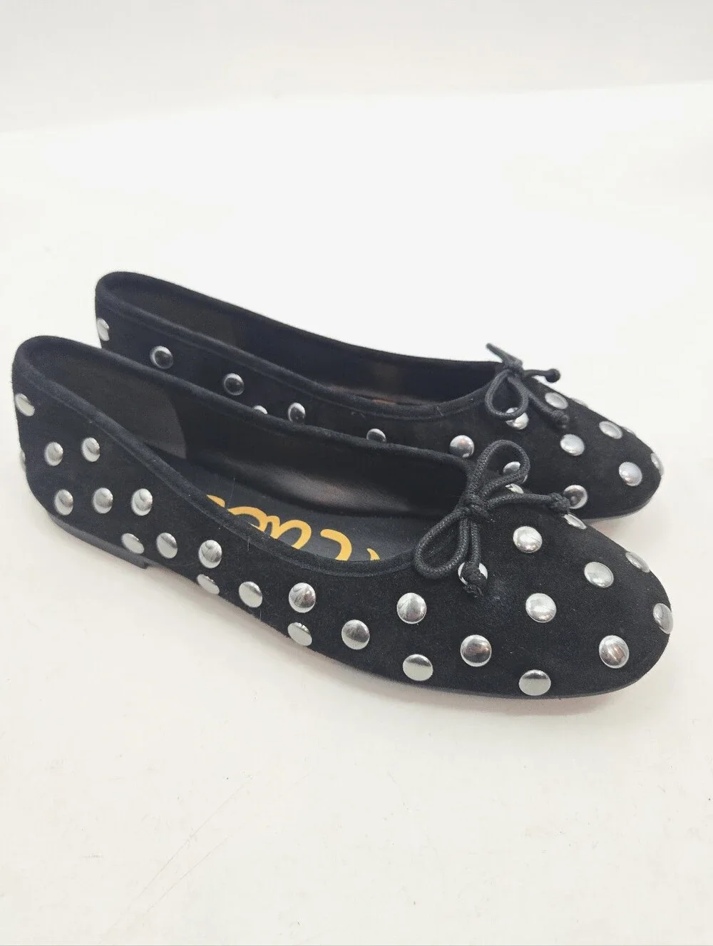 Sam Edelman Black Studded Ballet Flats with Bow
