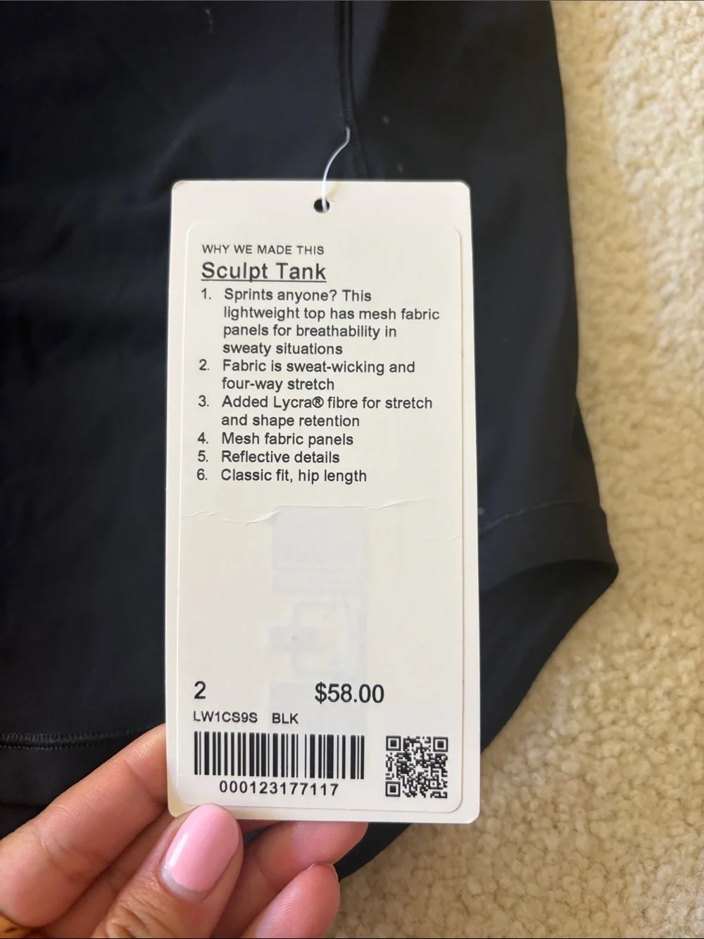 lululemon athletica Black Sleeveless Studio Tank