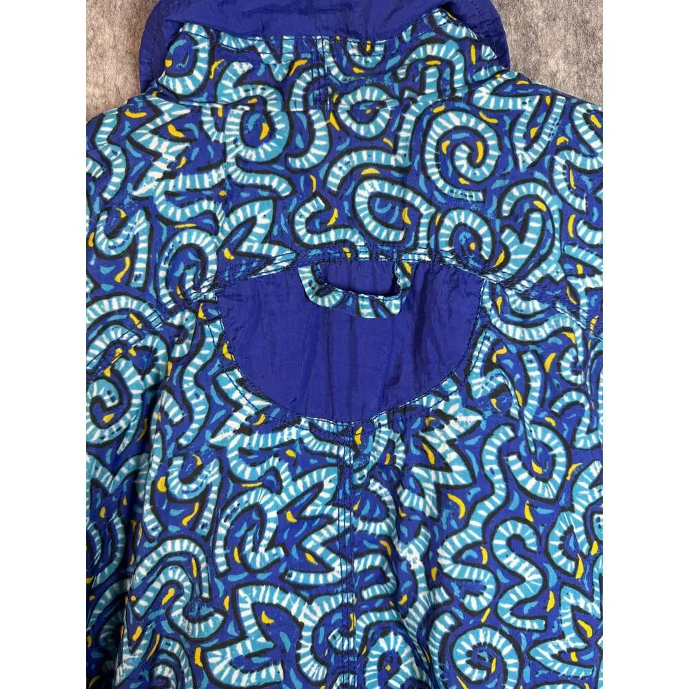 Vintage 90s Nike Abstract Print Windbreaker Blue Large Full Zip Oversized