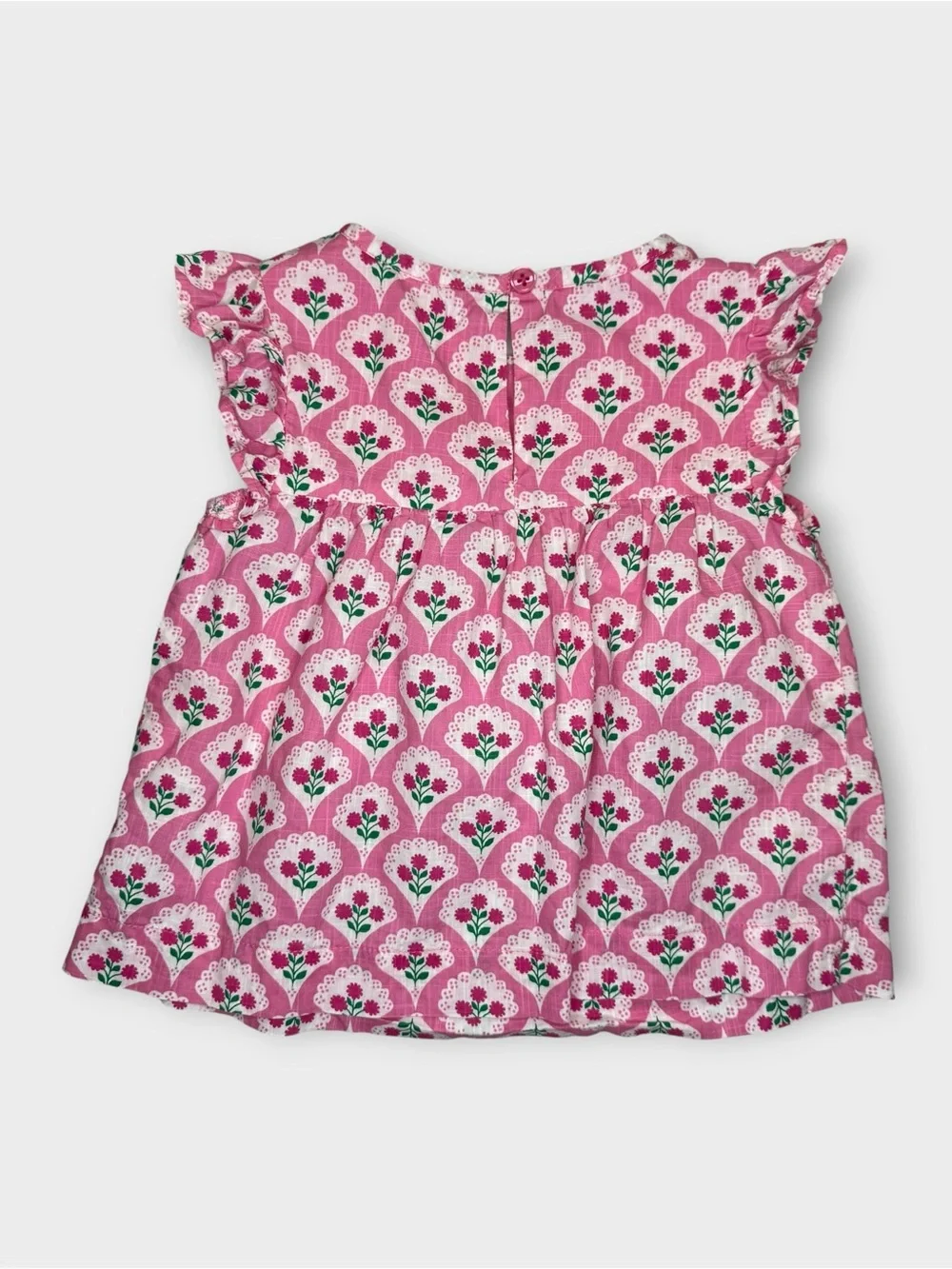 Mini Boden Pink Roses Woodblock Floral Top & Shorts Matching Set