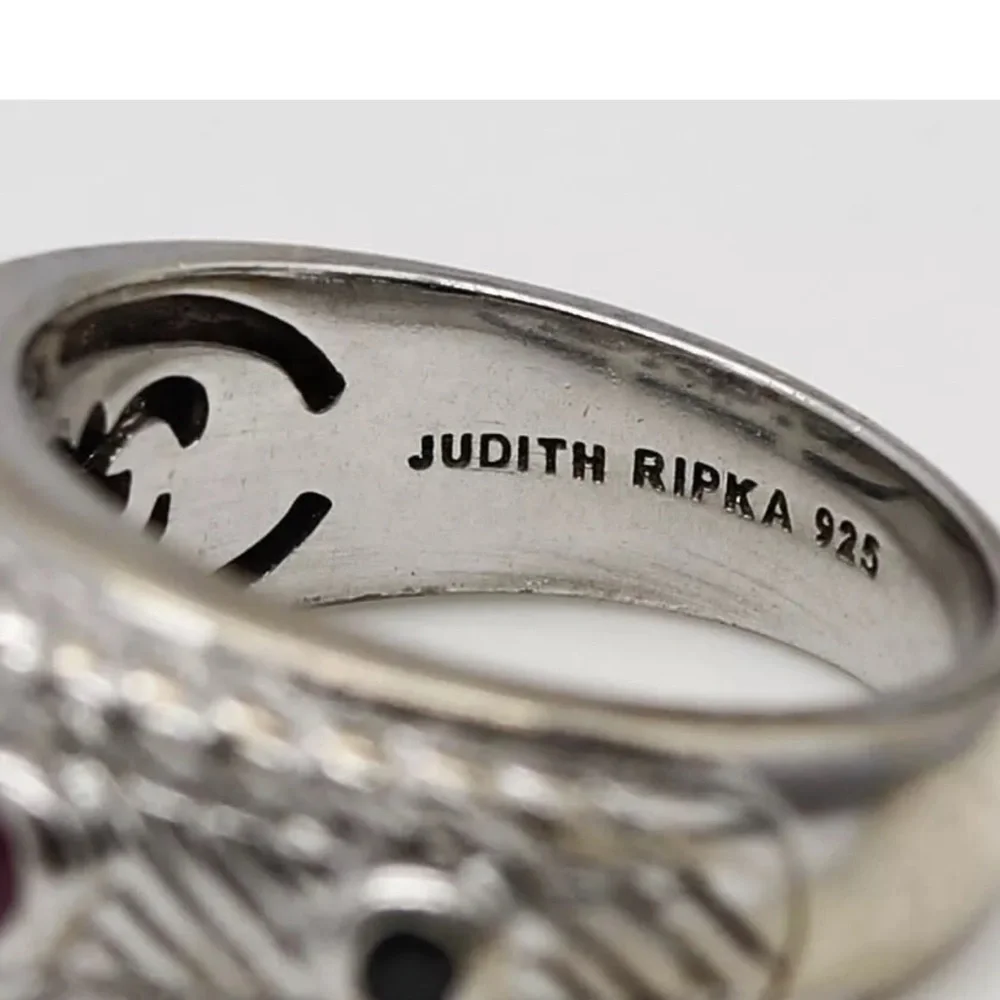 Judith Ripka sterling silver multi stone ring
