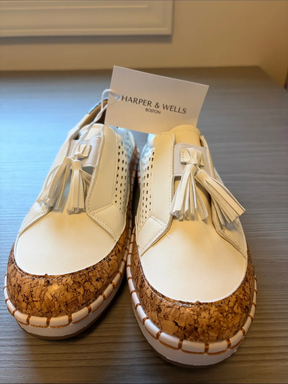 Women's Cream Tassel Slip-On Sneakers
