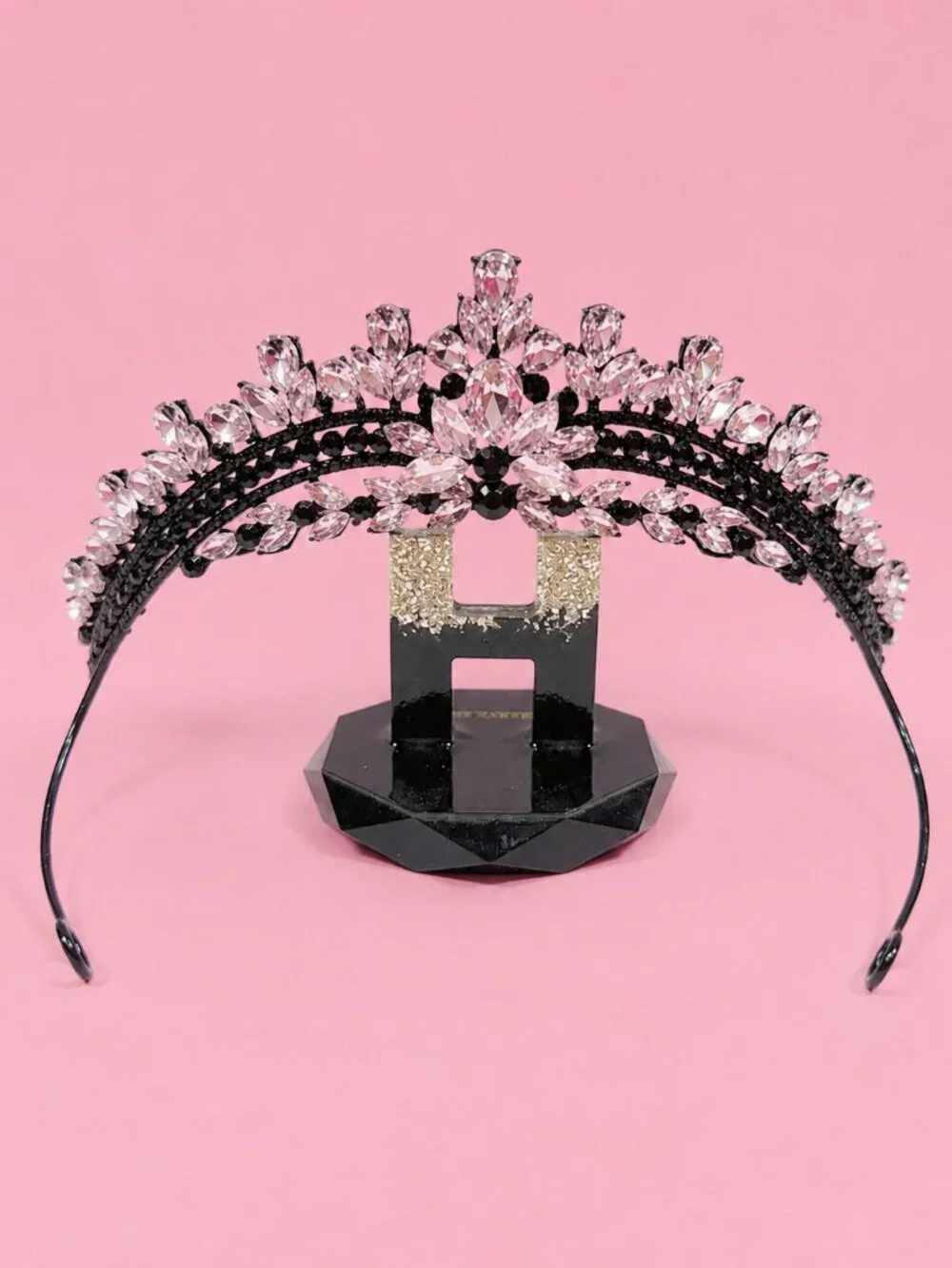 black pink tiara, Princess tiara, Halloween costume crown, Flower Girl headband