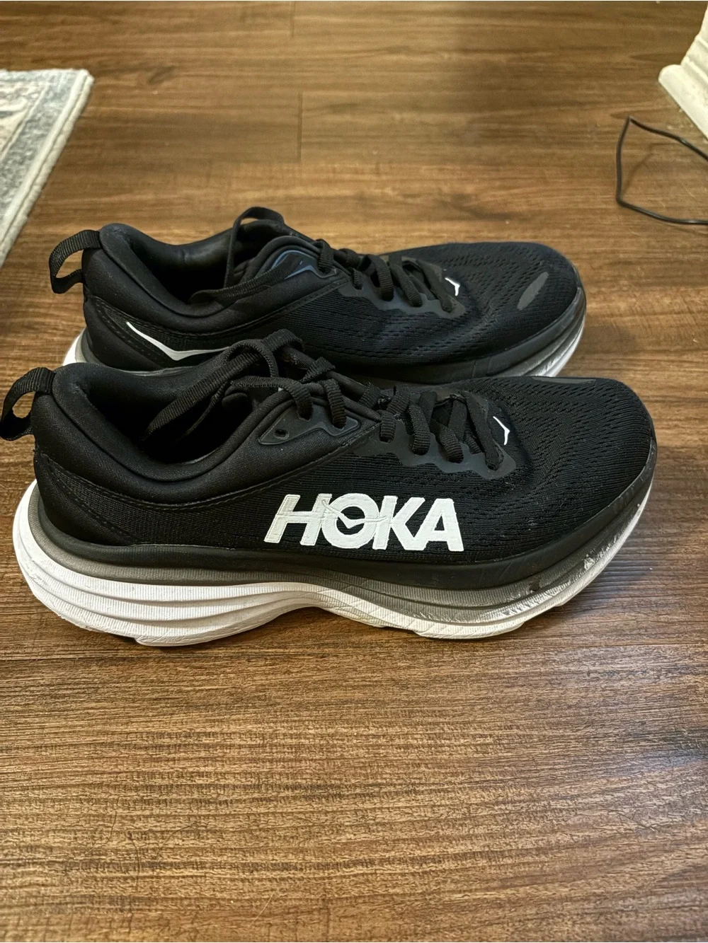 Hoka bondi 8 size 7.5 Black and White Running Sneakers