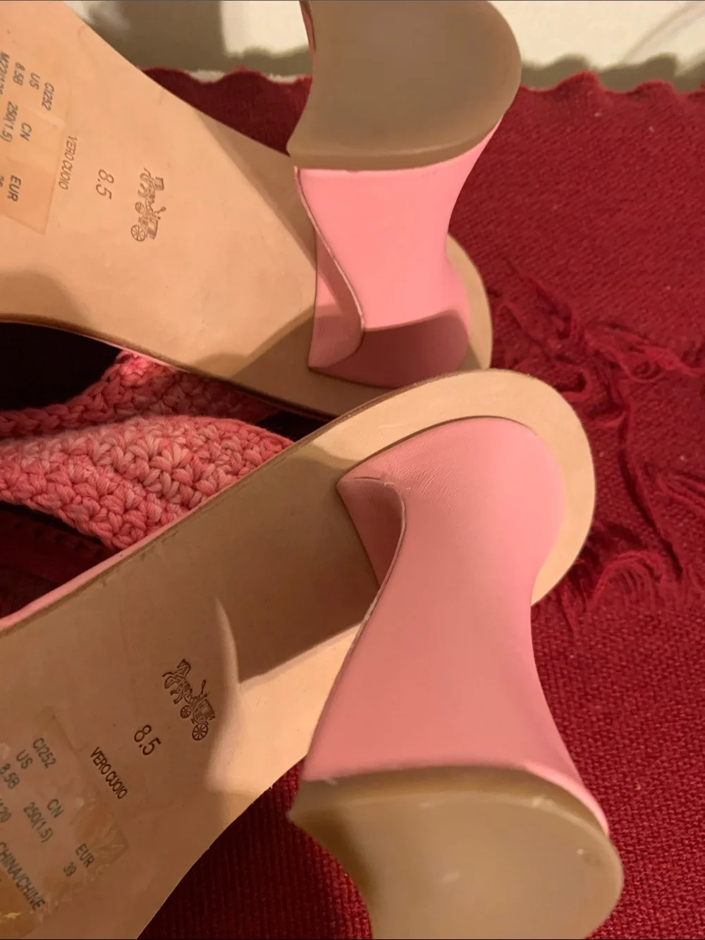 COACH Pink Crochet Slide Mules
