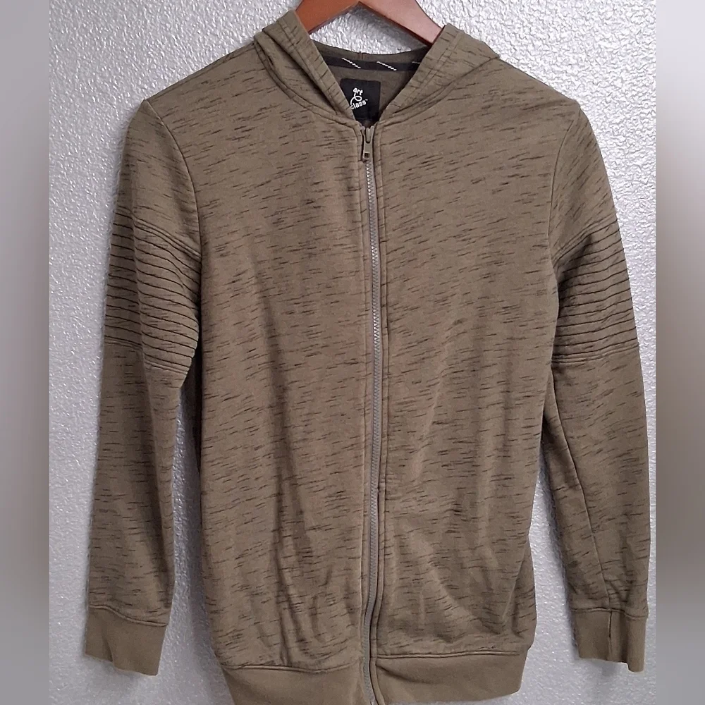 Olive Heathered Lightweight Jacket With Hood   Size L