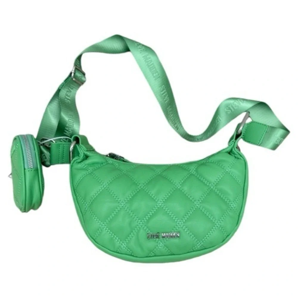 Steve Madden BDORES Quilted Crossbody Sling Bag Green Flare with Coin Purse NEW