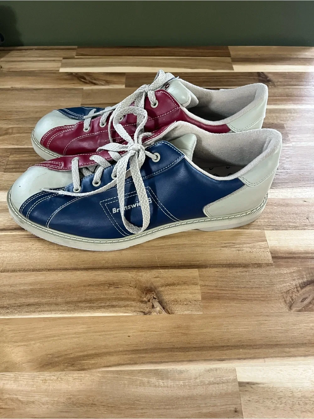 Men’s Tri-Color Leather Bowling Shoes - Red Blue White