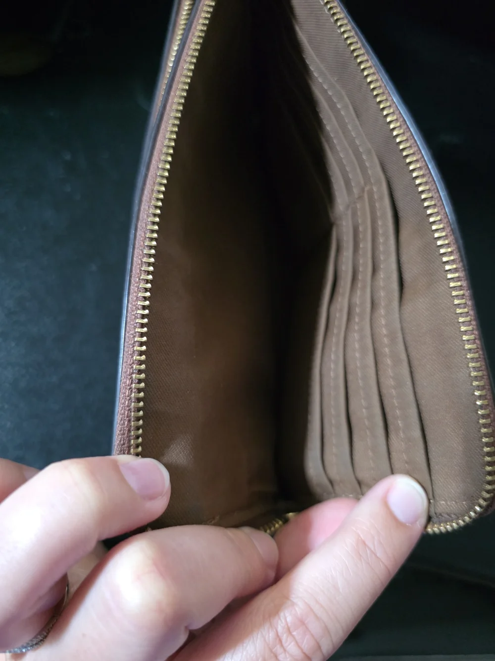 COACH Signature Canvas Wristlet in Brown/Tan Double Zip