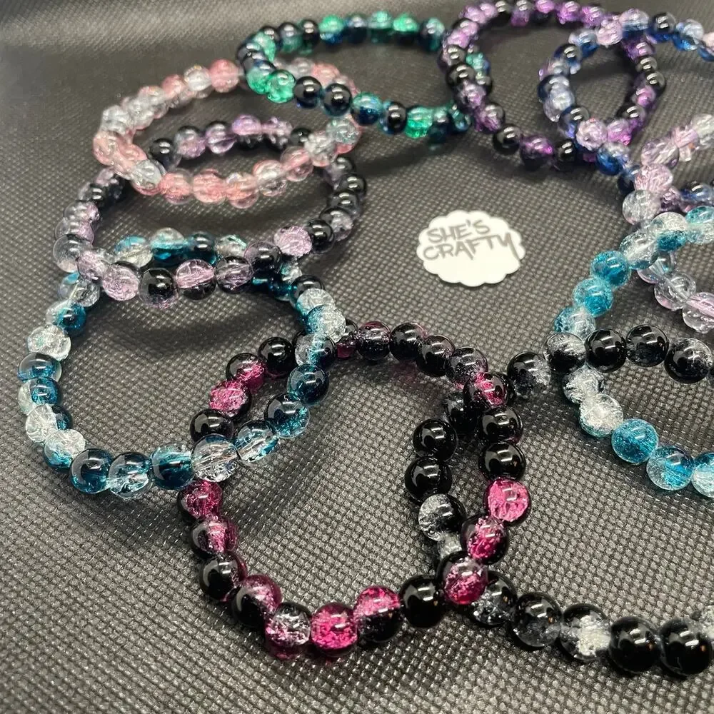 11 Piece Gradient Color Crackle Glass Bracelet Set