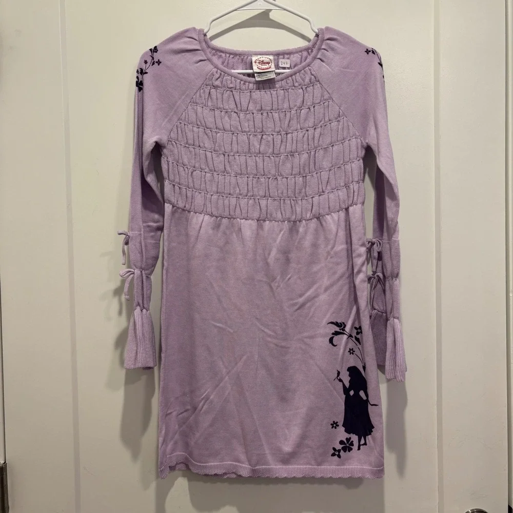 Disney Store Exclusive Girls Purple Knit Sweater Dress Princess‎ Belle Size L