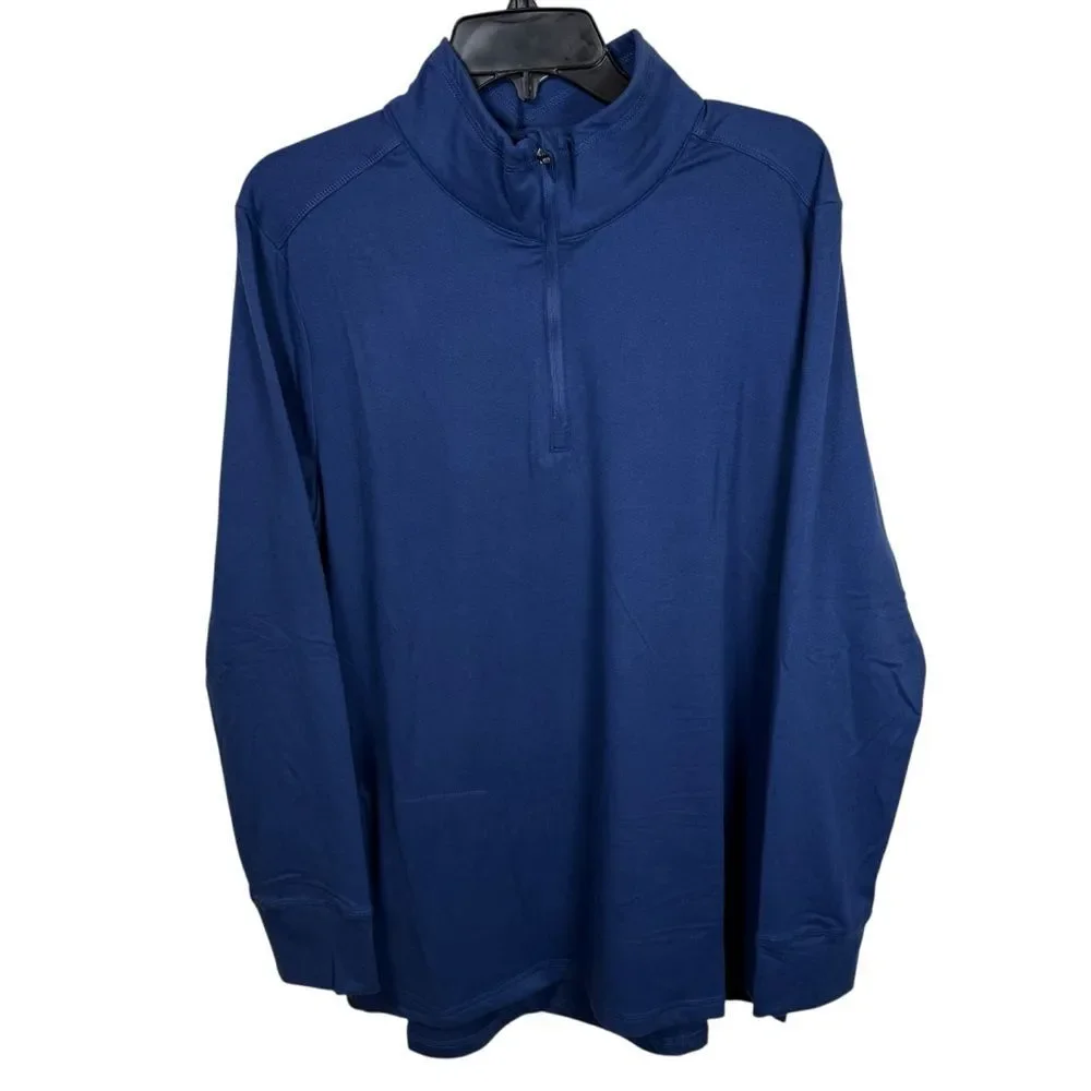 NWT feat Unisex Navy Blue Quarter-Zip Pullover Size Large