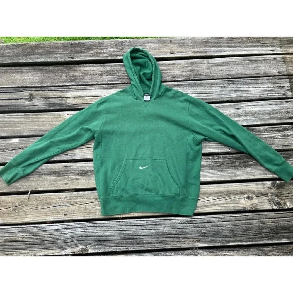 Vintage Y2K Nike Center Swoosh Hoodie Green Pullover Sweatshirt Men Lg 25