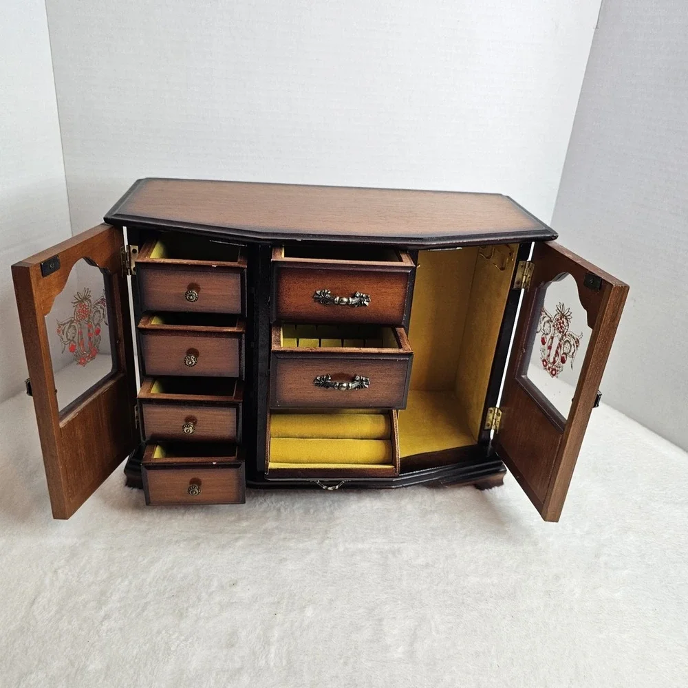Vintage Wooden Jewelry Box Cabinet