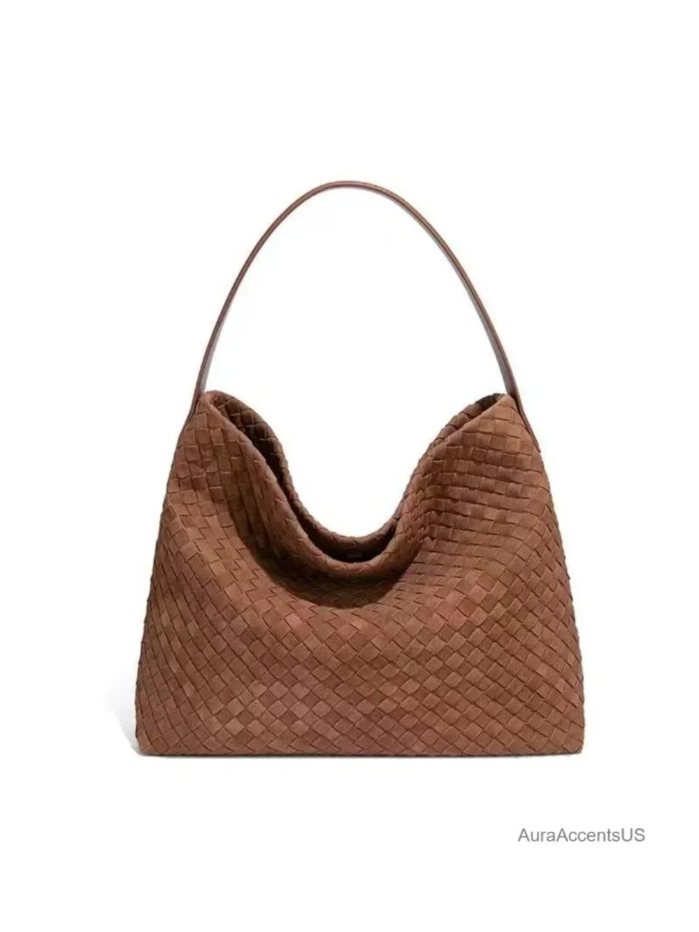 Woven Suede Hobo Crossbody Bag with Top Handle Tote Slouchy Shoulder