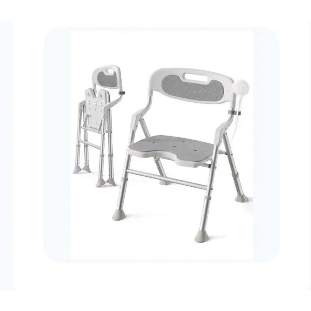 Folding Shower Chair W/Arms And Back 400lb Foldable Heavy Duty Portable White...