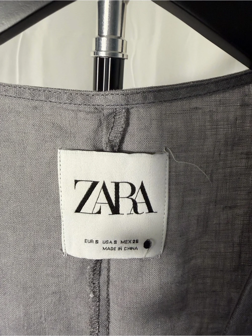 ZARA Light Gray Linen Button Front Jumpsuit