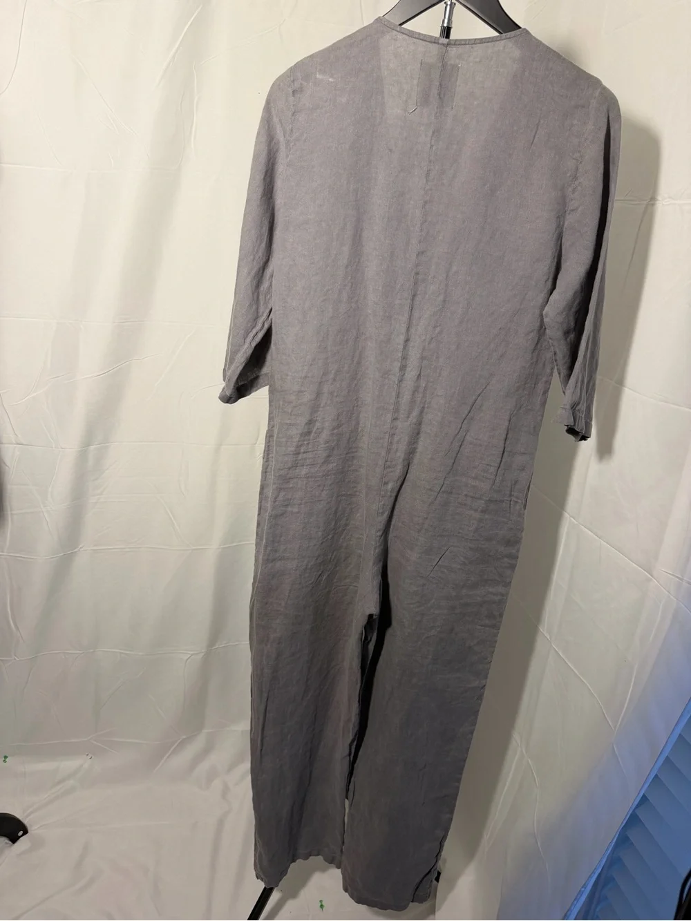 ZARA Light Gray Linen Button Front Jumpsuit