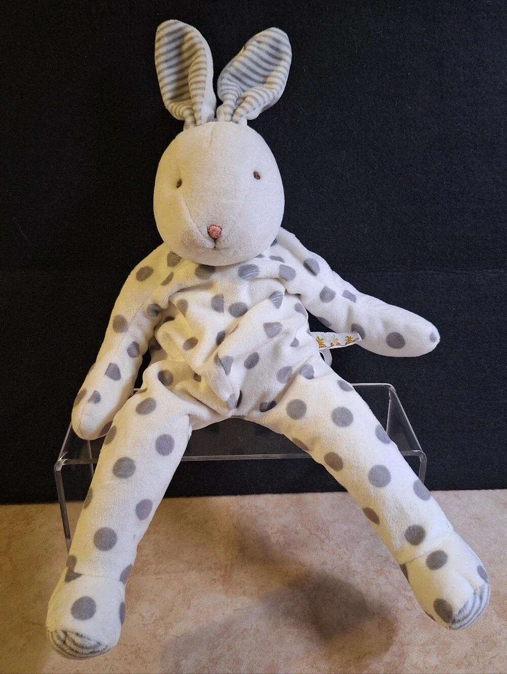 Bunnies By The Bay Big Bloom Buddy 14” Stuffed Plush Baby Toy Polka Dots Stripes