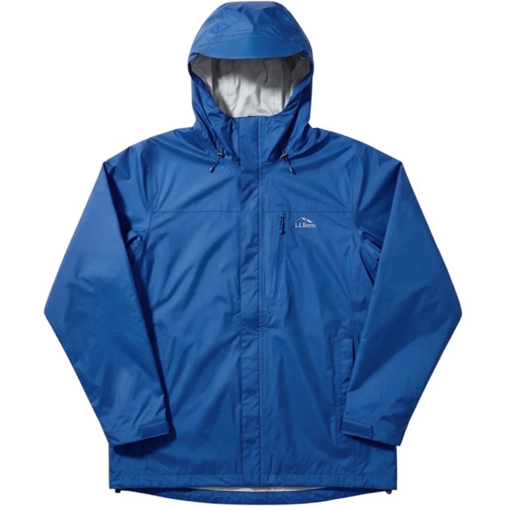 LL Bean Mens Trail Model Rain Jacket Tek 2.5 Waterproof Blue Hooded  - XXL NWOT