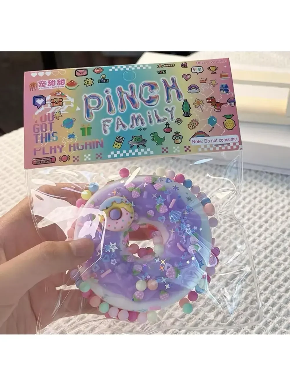 Purple Taba Donut Squishy Sensory Toy Pastel Stress Relief Cute Desk Decor
