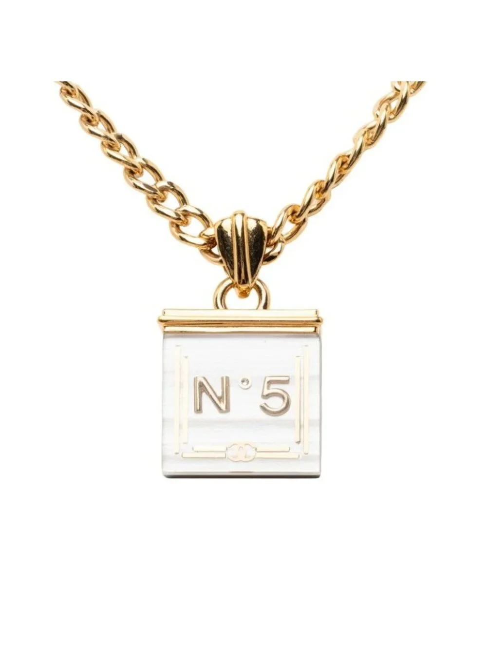 Chanel CC Logo Chain Necklace Gold Black Plated Resin