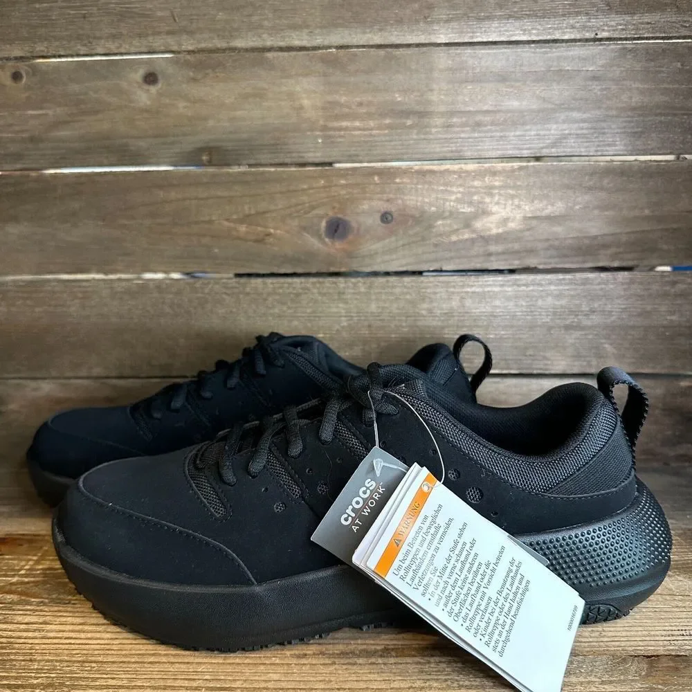 New Womens Crocs On The Clock Black Comfort Work‎ Sneakers Shoes Size 10 M