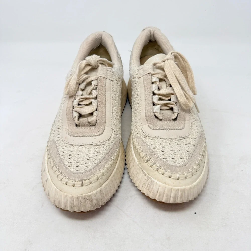 Dolce Vita Dolen Sneakers Cream Size 8 Knit Crochet Platform Chunky Shoes