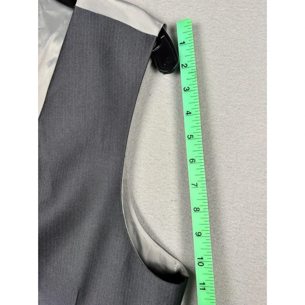 Calvin Klein Suit Vest Mens Large Gray Herringbone Belted 2 Piece Formal Wedding