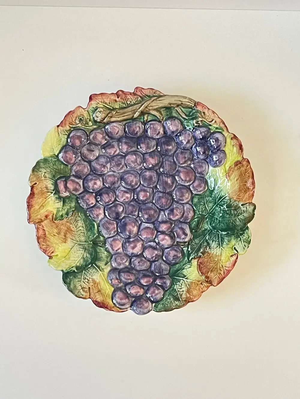 Fitz & Floyd Ironstone VTG Purple Grape Cluster Leaf Decorative Plate