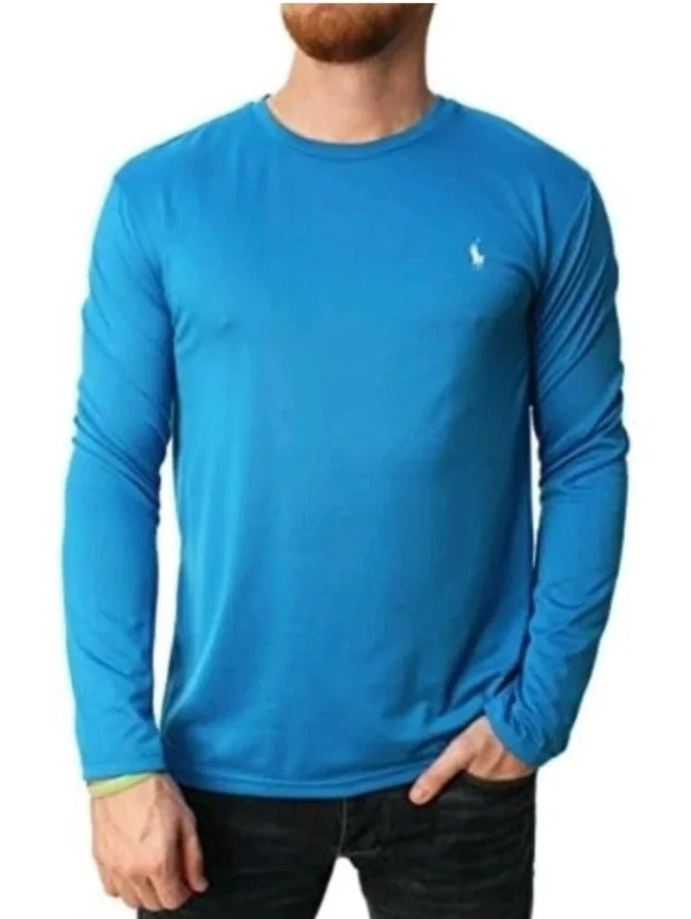 Polo Ralph Lauren 67 Performance Jersey Long Sleeve T Shirt Blue Athleisure XXL