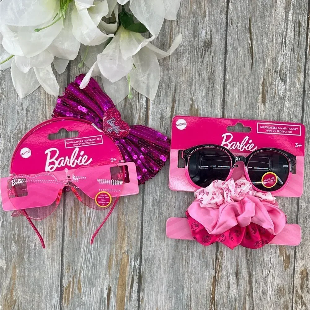 Barbie Pink and Black Sunglasses with Hair Accessories