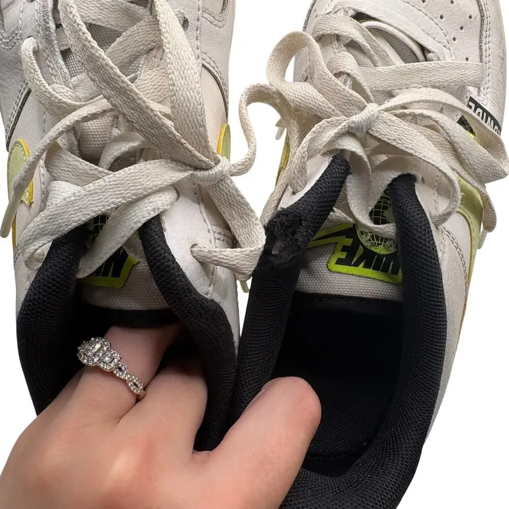 Nike Air Sneakers 4 White Classic Athletic Casual Low Top Shoes White Green Prep