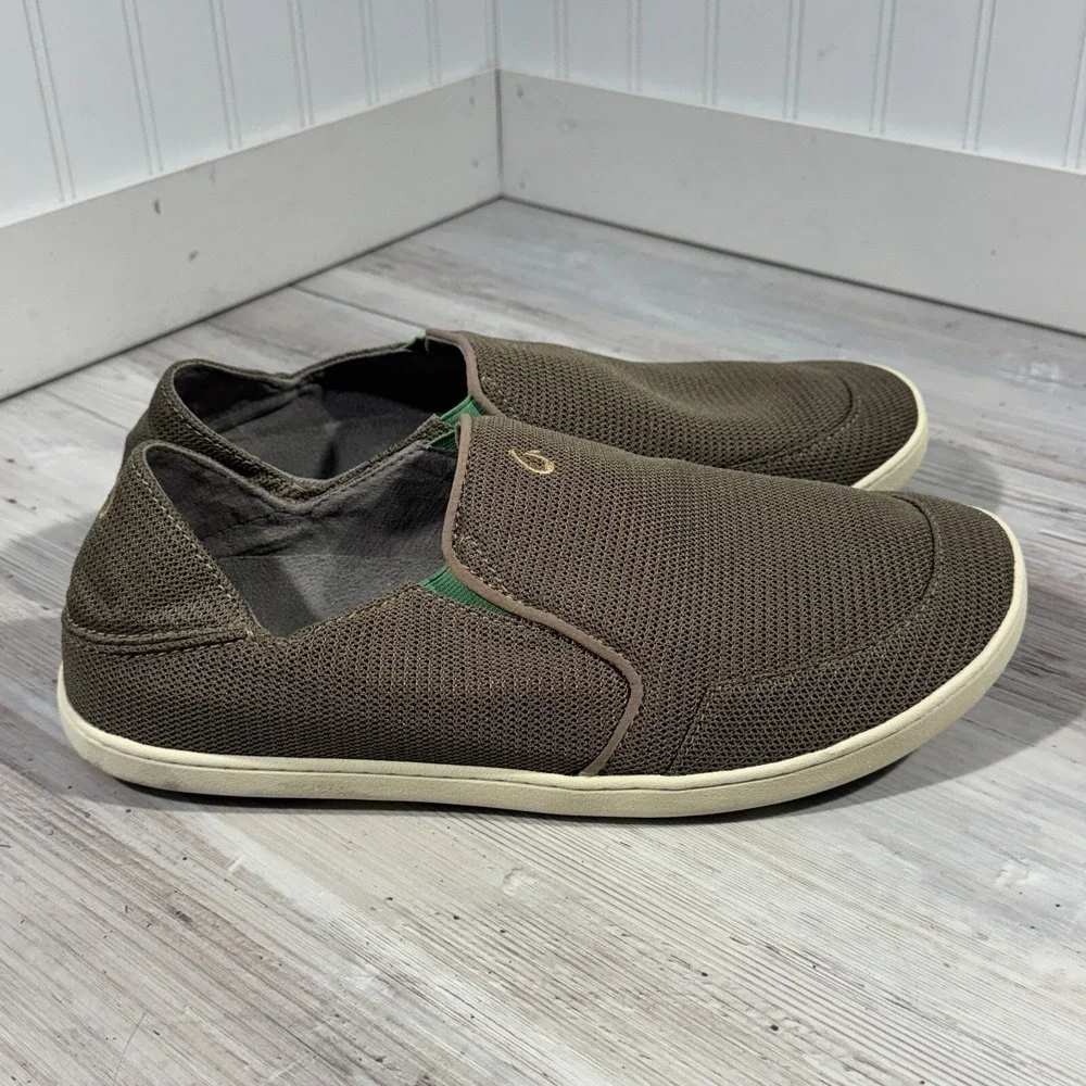 Olukai Nohea Mesh Boat Shoe‎ Men's Sz 11.5 Brown Preowned Good Condition