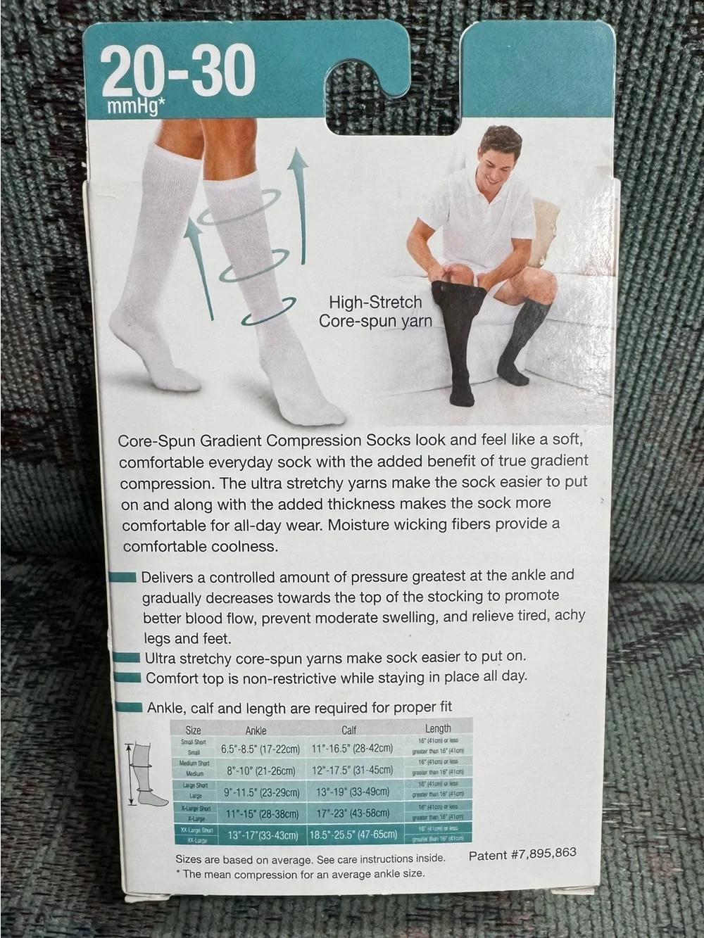 Core-Spun 20-30 mmHg Black Compression  Socks - Easier On/Off Small unisex