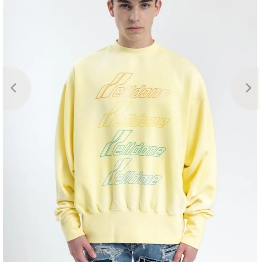 WE11DONE Hand Bleached‎ Iridescent Logo Yellow Men's Sweater