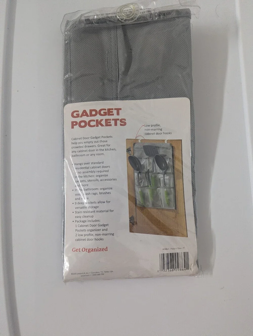Gadget Pockets Over-Cabinet Organizer in Clear with Gray Trim
