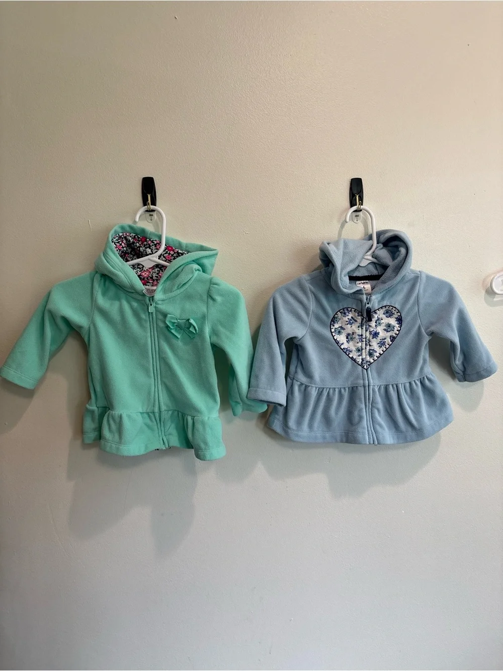 Carters 6 month baby girl Hooded Fleece Jacket - Mint & Light Blue Duo